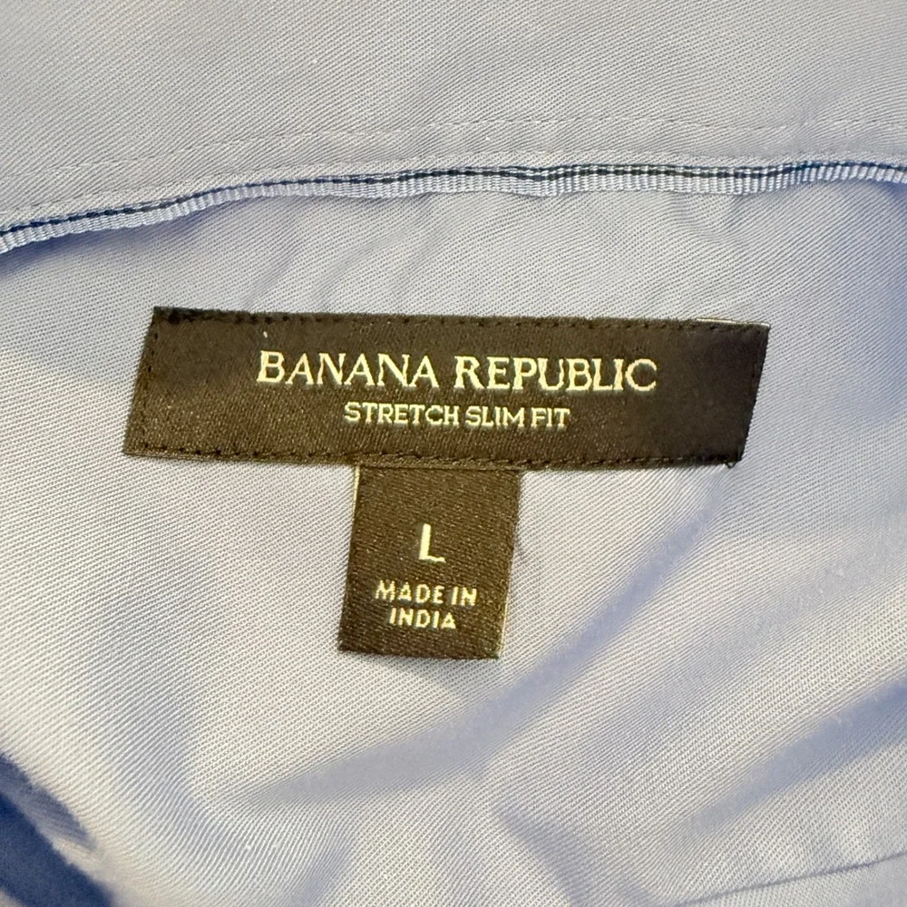 Banana Republic Mens Stretch Slim Fit Shirt Light Blue Long Sleeve Large L